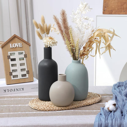 Modern Ceramic Vase Set of 5, Vases Home Decor Rustic Farmhouse Decorative Vase Pottery Vases for Bouquet Pampas Grass Dried Fresh Flowers, Table Living Room Kitchen Bedroom