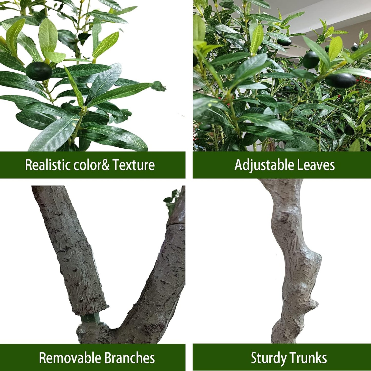 AfanD Artificial Tree Faux Olive Tree 8ft(92in,3200leaves) Tall Fake Olive Plant in Pot Fake Silk Tree Faux Plants Indoor