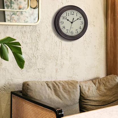 Foxtop Retro Silent Non-Ticking Round Classic Clock Quartz Decorative Battery Operated Wall Clock for Living Room Kitchen Home Office 12 Inch (Bronze)