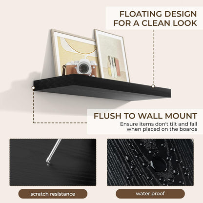 RICHFOCUS 72Inch Floating Shelves for Wall 2 Pack Shelves for Bedroom|Kitchen|Bathroom Wall Mounted Rustic Wood Floating Shelf with Invisible Brackets for Books|Storage|Decor, Rustic Brown