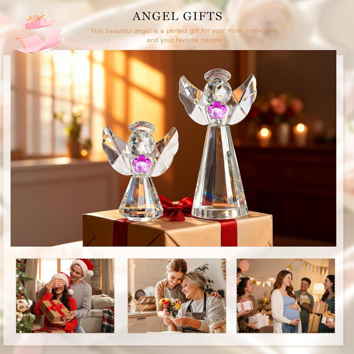 HDCRYSTALGIFTS 3.3'' Crystal Bird Figurine Collectible Art Glass Animal Figurines Table Home Decor Paperweight Valentine’s Day for Women