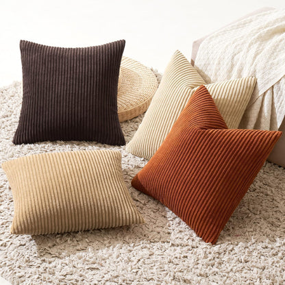 MIULEE Boho Farmhouse Sage Green Throw Pillow Covers 18x18 Inch Set of 4 Mordern Nordic Cushion Covers Soft Corduroy Spring Home Decor for Couch Bed Sofa Living Room Forest Green