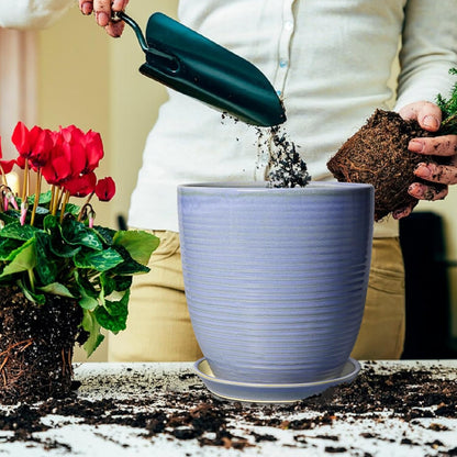 Ceramic Pots for Plants - 6 Inch Plant Pot with Drainage Hole and Saucer, Round Planters for Indoor Outdoor, Flower Pots, Modern Planter, Home Office Room Decor, Gifts for Plant Lovers, White