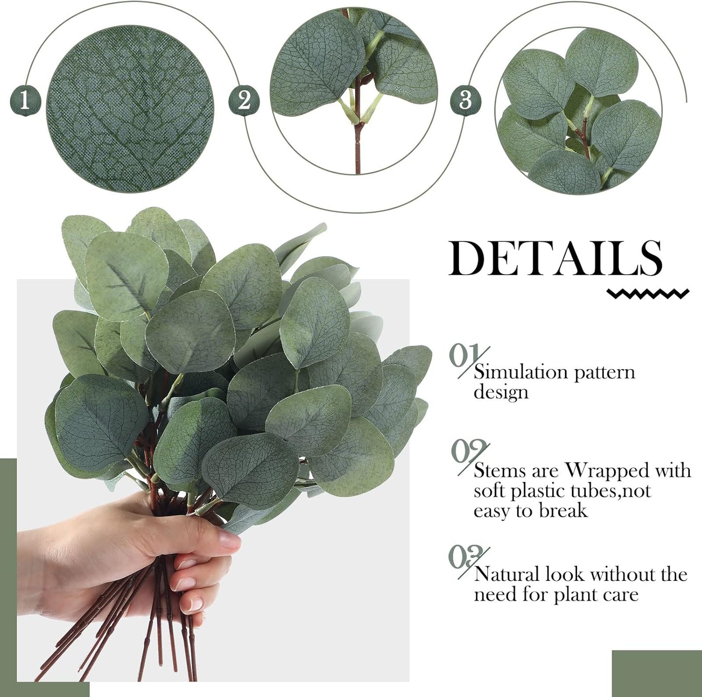 Taiyin 120 Pieces Artificial Eucalyptus Leaves for Wedding Eucalyptus Leaves Stems Decor Greenery Faux Green Stems for Wedding Centerpiece Floral Home Decor, 11 Inches