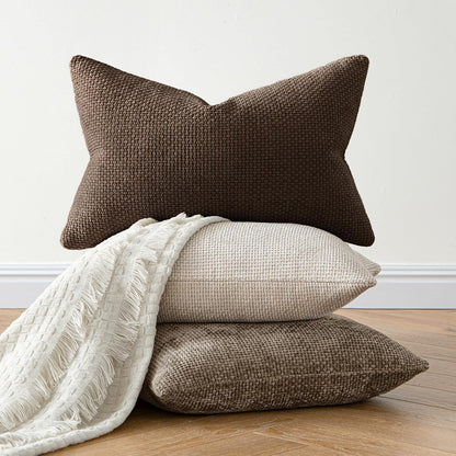 MIULEE Pack of 2 Couch Throw Pillow Covers 18x18 Inch Neutral Beige Modern Boho Accent Decorative Pillow Covers Soft Chenille Farmhouse Cushion Covers for Home Decor Bed Sofa Living Room