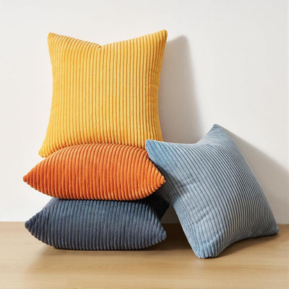 Topfinel Decorative Throw Pillow Covers Cushion Cases, Set of 4 Soft Velvet Modern Double-Sided Designs, Mix and Match for Boho Farmhouse Fall Home Decor (18x18 inch, Orange/Teal)
