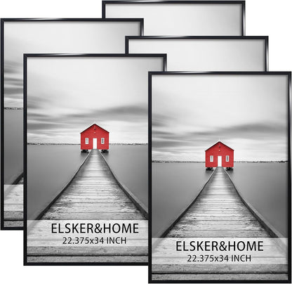 ELSKER&HOME 22.375 x 34 Poster Frame 3 Pack, Black Picture Frame for Horizontal or Vertical Wall Mounting, Sturdy and Scratch-proof