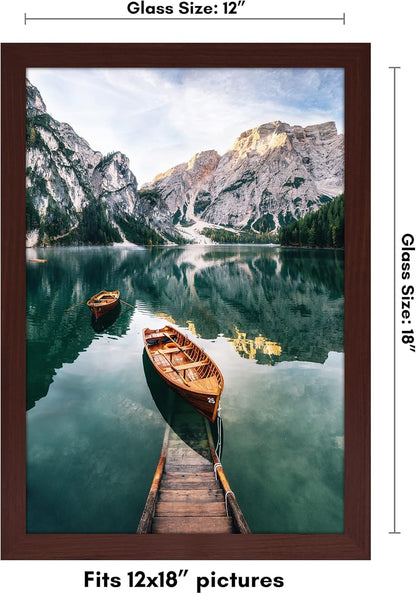 Americanflat 12x18 Poster Frame with Shatter-Resistant Glass - Signature Collection - Gallery-Style Frames Made of Engineered Wood - Photo Frame for Wall Display - Black - Colors B