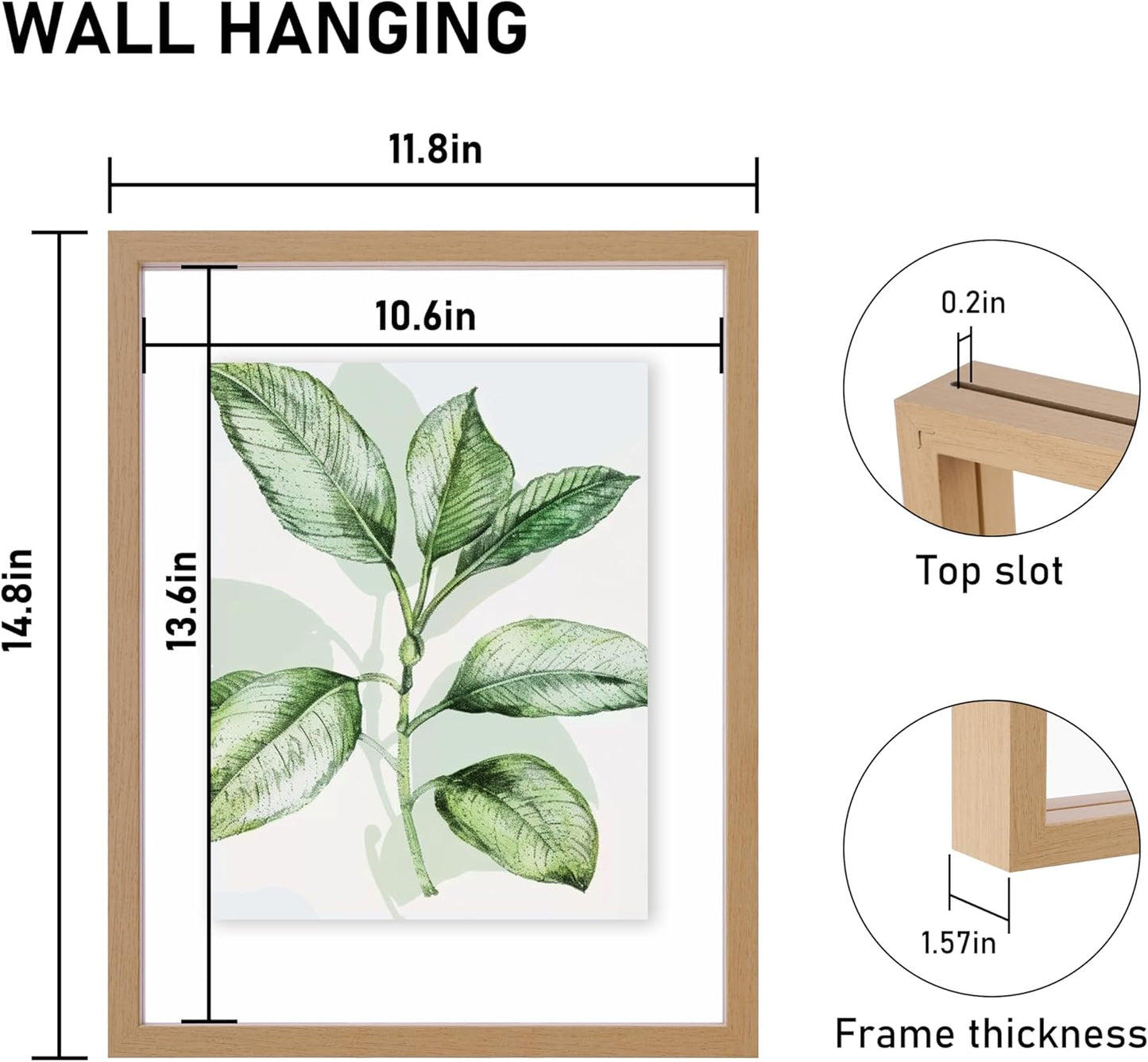 CORE ART 8x10 Floating Picture Frame,Double Plexglass Floating Frame for 5x7,4x6 Pictures,Wall or Tabletop Display,Black