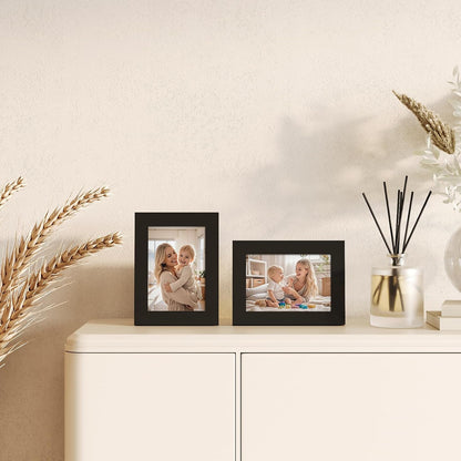 Egofine 12x16 Picture Frame Black, Covered by Plexiglass Made of Solid Wood, Display Pictures 9x12 and 11x14 with Mat or 12x16 Without Mat, for Wall Mounting Photo Frame - Colors B