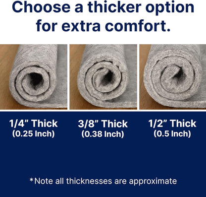 RUGPADUSA - Basics - 8'x10' - 1/4" Thick - 100% Felt - Protective Cushioning Rug Pad - Safe for All Floors and Finishes Including Hardwoods - Colors A