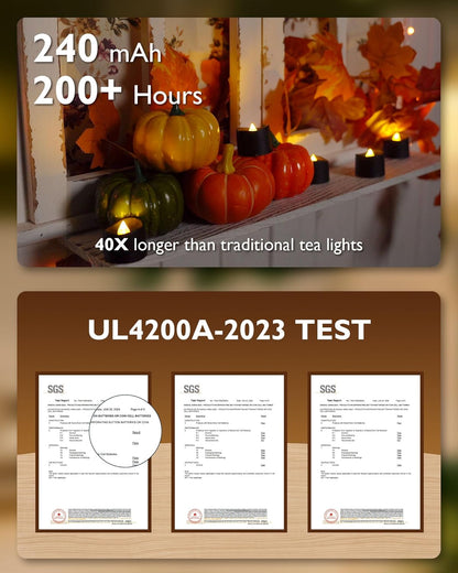 Homemory 24Pcs Flickering Flameless Candle Battery Operated, 200+Hours Fake Electric LED Tea Lights for Votive, Centerpiece Table Decorations, Wedding, Aniversary, Halloween, Christmas