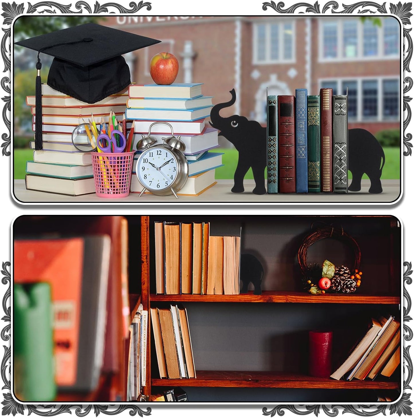 Geelin Peeping Cat Metal Bookends Set of 2 Cute Book Ends for Shelves Decorative Bookshelf Home Office Desk Bookshelf Decor Gift for Cat Lovers and Reading Enthusiasts