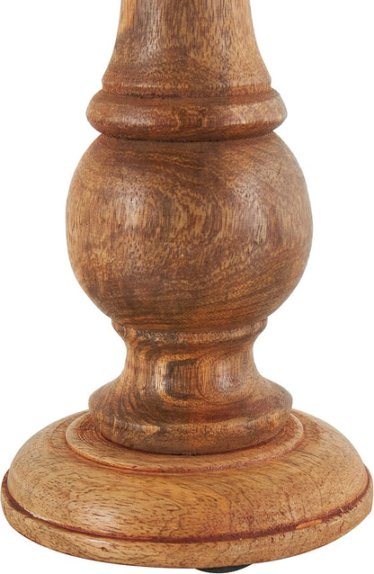 Deco 79 Mango Wood Decorative Candle Holder Distressed Turned Pillar Candle Stand, Set of 3 Candlestick Holder 6", 8", 10"H, Light Blue