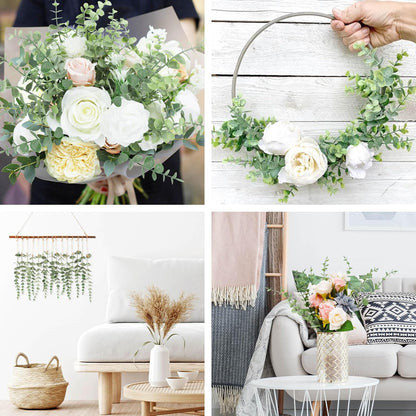 CEWOR 80pcs Artificial Eucalyptus Stems Fake Eucalyptus Leaves Stems Real Touch Leaf Branches for Flower Bouquet Wedding Easter Centerpiece Spring Home Office Decor