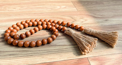 Meplait 39in Wood Bead Garland Farmhouse with Tassels,Versatile Prayer Beads Boho Chic Wall Hanging Home Decor (Black)