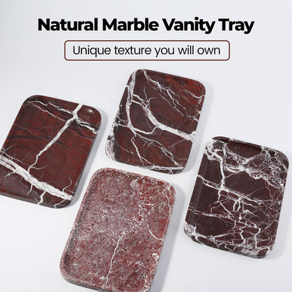 Marble Vanity Tray for Dresser Organizer, Travertine Bathroom Tray Countertop, Beige Decorative Serving Trays, Kitchen Sink Storage, Jewelry & Perfume Holder(Travertino Romano)