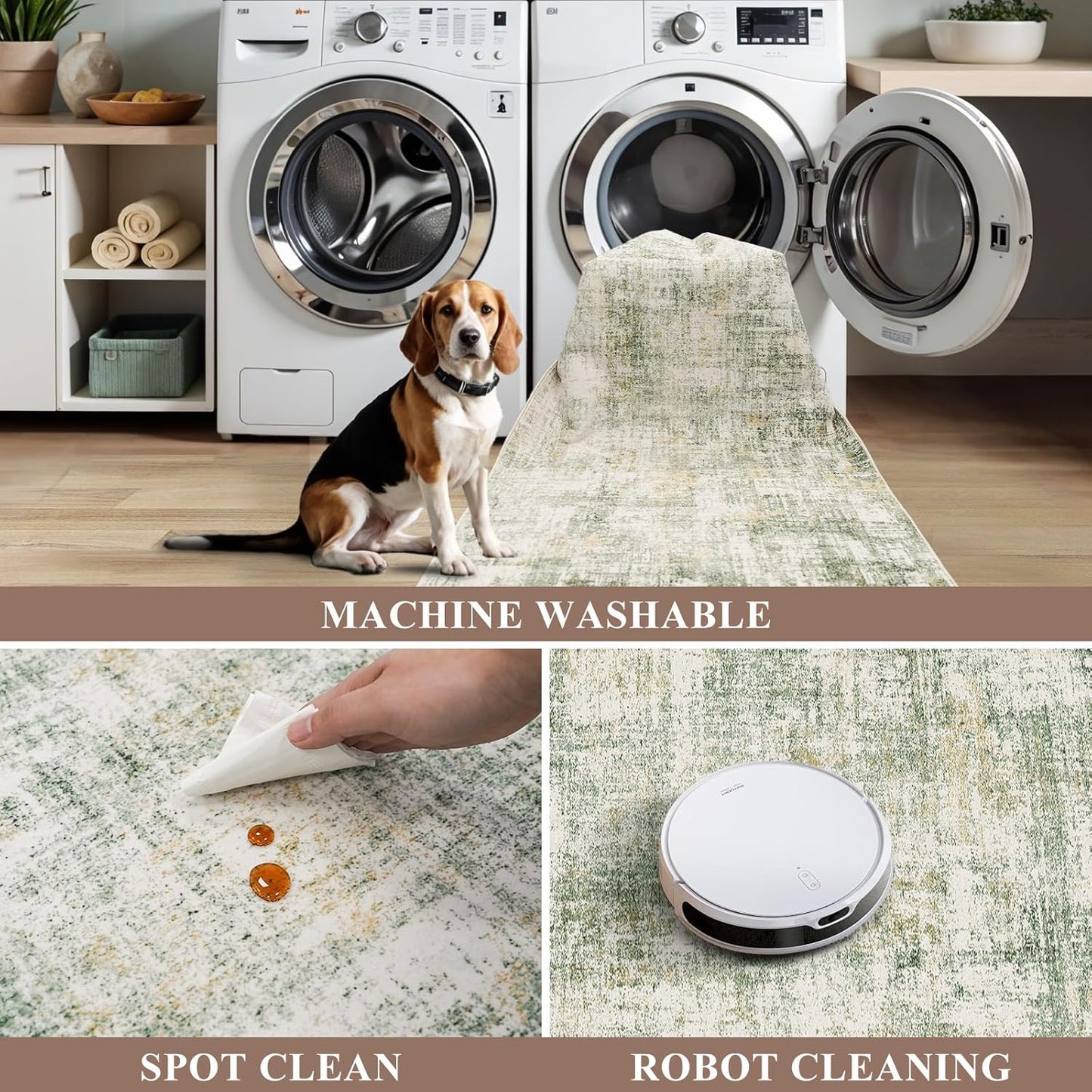 2x3 Washable Non-Slip Area Rug - Soft Low Pile Throw Rug for Kitchen Entryway Bedroom - Modern Indoor Door Mat with Rubber Backing (Beige Grey) - Colors A