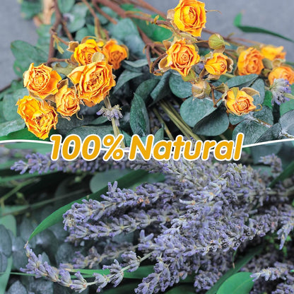 52 PCS Mix Dried Eucalyptus & Lavender Flowers Bundles for Shower, 17'' Natural Real Hanging Silver Dollar Eucalyptus Leaves Stems, Fragrance Fresh Plants Home Bathroom Decor (52pcs)