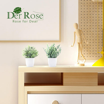 Der Rose 2 Pack Fake Plants Mini Artificial Greenery Potted Plants for Home Decor Indoor Office Table Room Farmhouse