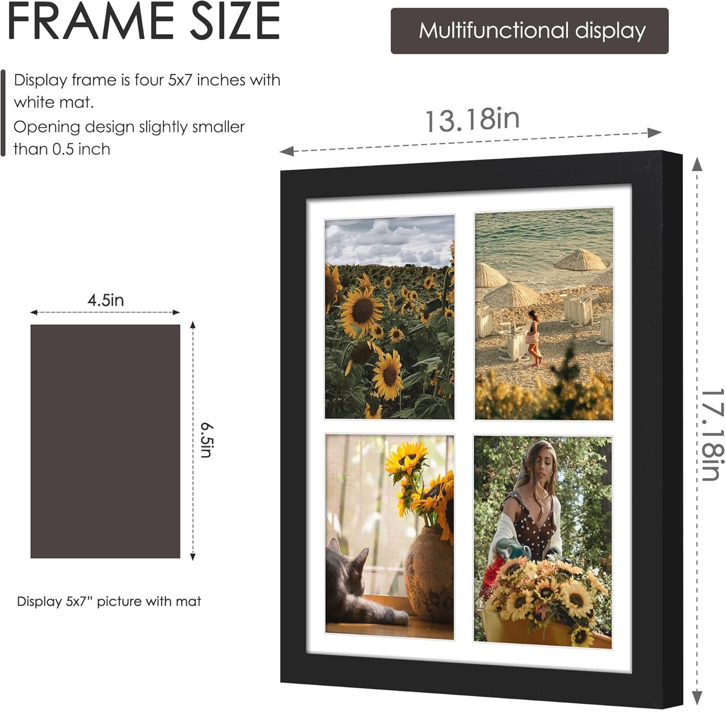 DUENPY 14x26 Collage Picture Frame 4x6 Collage Picture Frame Displays Twelve 4x6 inch Photos Available Horizontal Wall Mounting Display and Vertical Black - Colors A