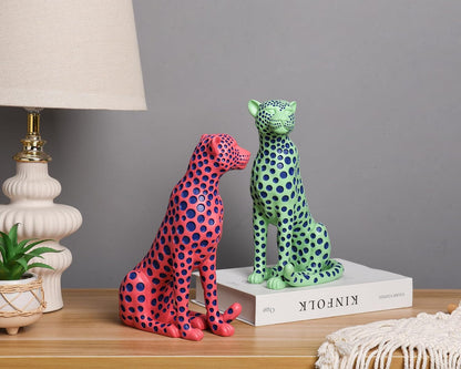 Quoowiit Bird Figurine, Modern Sculpture and Statues for Home Decor, Animal Statues for Bookshelf, Table, Entryway, Fireplace, Resin Decorative Sculpture with Chic Polka Dots Art Design (White)