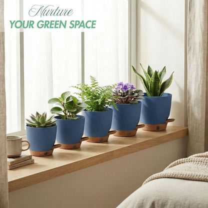 montresor 12/10/8 Inch Self Watering Pots for Indoor Plants Plastic Large Plant Pots for Outdoor Plants, Water Level Window & Spacious Reservoir Flower Pots Decorative Planter with Drainage and Tray