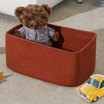 3-Pack Small Storage Baskets for Organizing | Woven Shelf Toy Basket | Rope Baskets for Gifts Empty | Closet Organizer Bins with Handles | Cube Decorative Box | 11.8×7.8×5.1” | Mixed brown