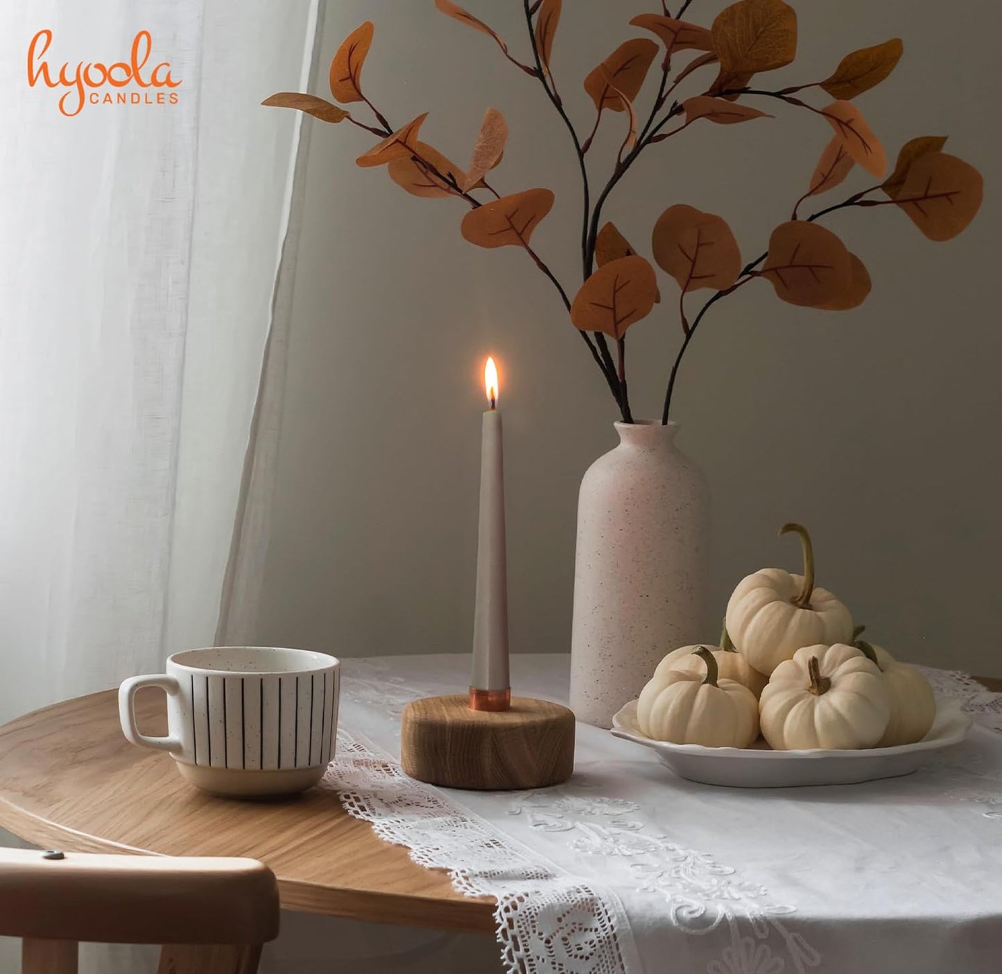 Hyoola Tall Taper Candles - 10 Inch Metallic Gold Unscented Dripless Taper Candles - 8 Hour Burn Time - 4 Pack