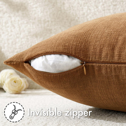 MIULEE Olive Green Couch Pillow Covers 18x18 Inch, Set of 2 Soft Chenille Decorative Square Throw Pillow Covers Farmhouse for Sofa Living Room Bed