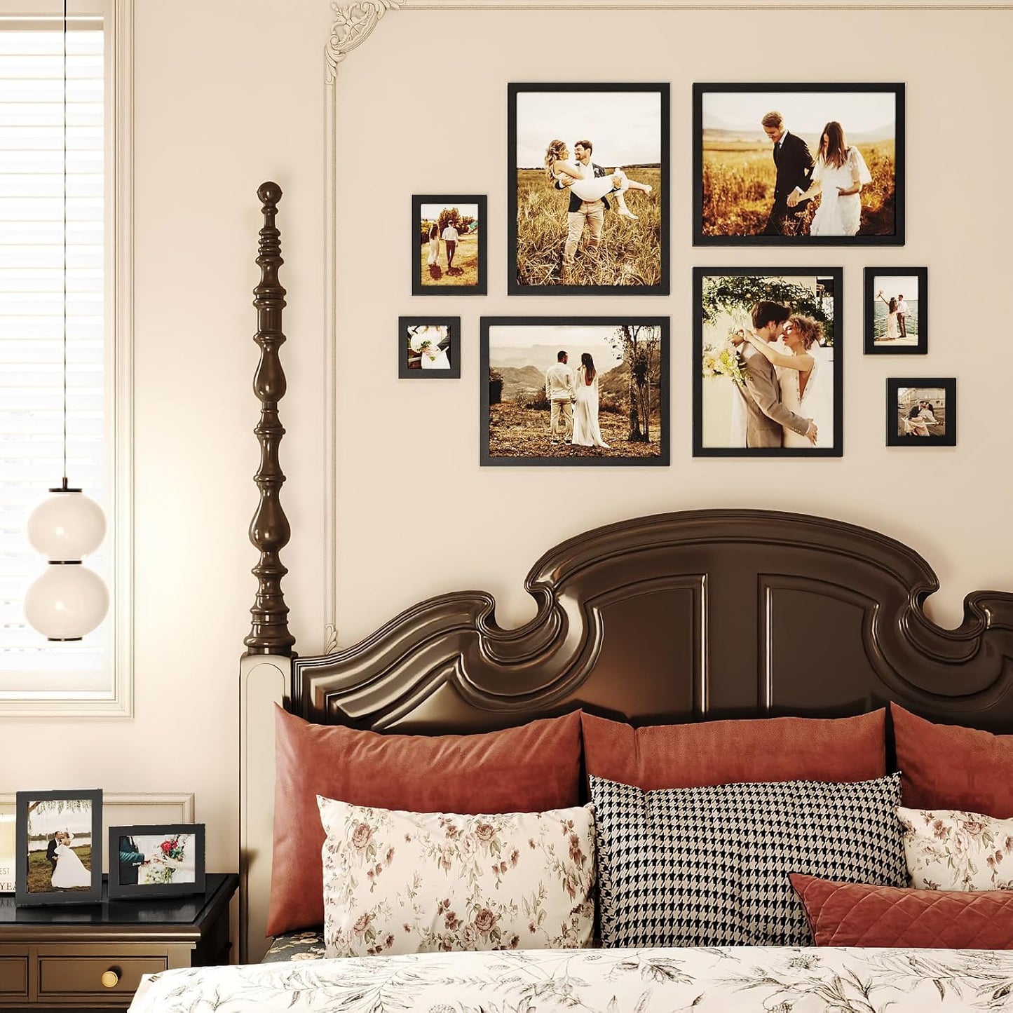 Egofine Picture Frame Set 12 Pack, Picture Frames Collage Wall Decor with Two 11x14, Two 8x10, Four 5x7, Four 4x6 for Wall and Tabletop, Made of Solid Wood, Covered by Plexiglass, Natural Wood
