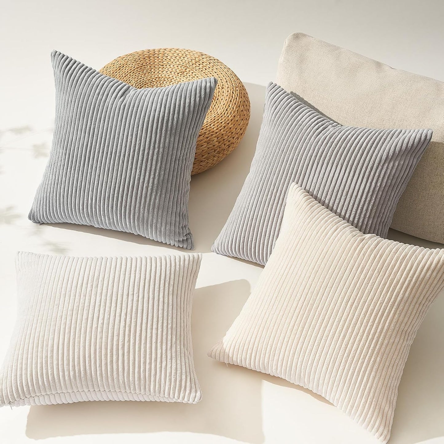 Topfinel Decorative Throw Pillow Covers Cushion Cases, Set of 4 Soft Velvet Modern Double-Sided Designs, Mix and Match for Boho Farmhouse Fall Home Decor (18x18 inch, Orange/Teal)