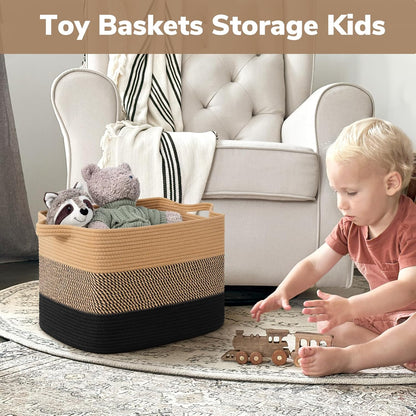 Goodpick Cube Storage Bins - Towel, Book, Cloth, Shoes, Closet Shelf Woven Baskets for Office, Baby Laundry, Toys, 13''x10''x9''