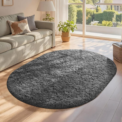 Ophanie Round Rugs 5Ft Ivory Circle Area Rug, Nursery Room Decor, Christmas Aesthetic Bedroom Home Circular Carpet 5 Foot, Fluffy Fuzzy Shag Plush Cream Living Room Rugs for Kids Boys Girls Teen Baby