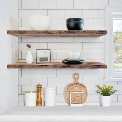 Sorbus Floating Shelves for Wall - 48 Inch Long Bathroom Shelves, Wall Decor for Bedroom, Kitchen, Living Room & Book Storage - Mounted Floating Shelf with Invisible Brackets (Maple Wood, 2 Pack)