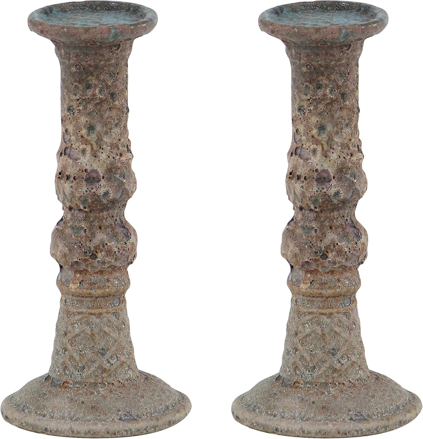 Deco 79 Metal Abstract Decorative Candle Holder Mushroom Inspired Candle Stand, Set of 2 Candlestick Holder 11", 14"H, Gold