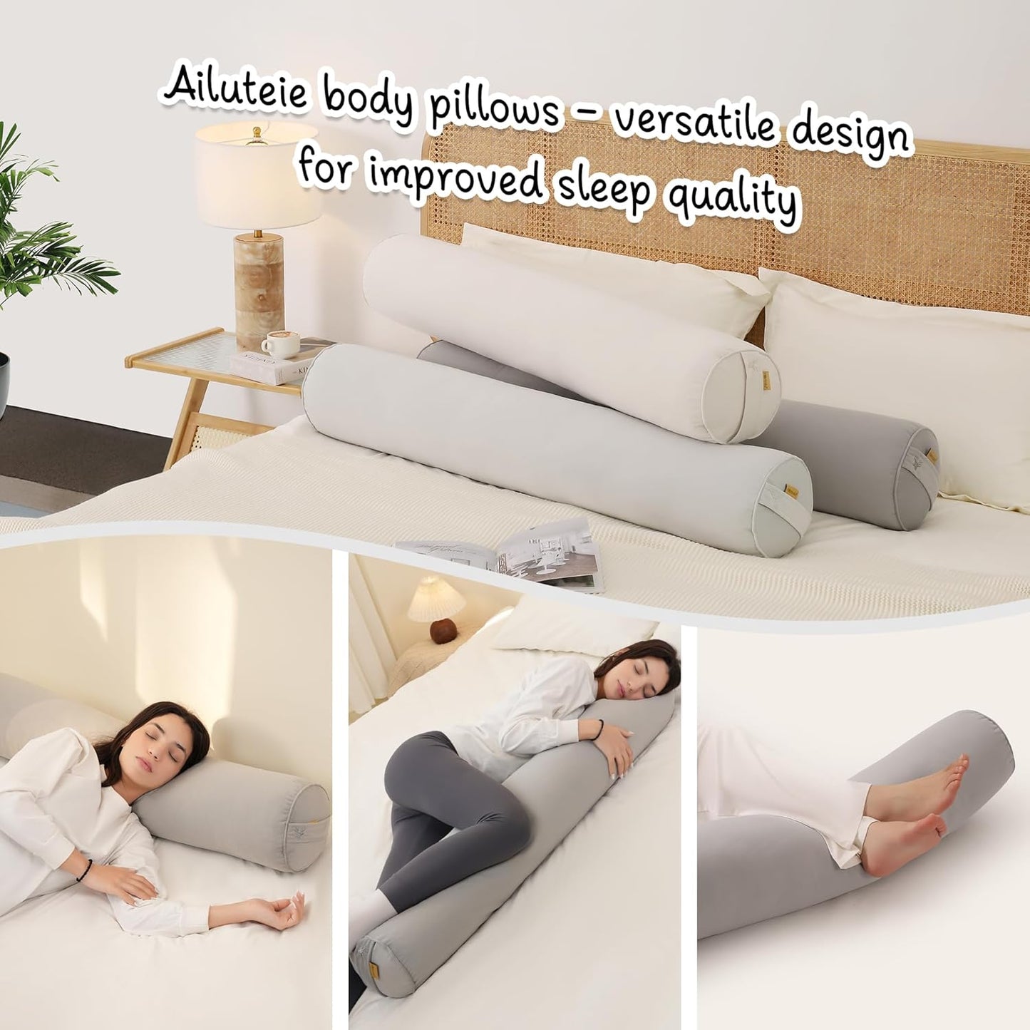 Body Pillow for Adults,Long Round Pillow,Big Cylindrical Pillow,Large Full Bolster Pillows for Side Sleepers (Steel Gray, 47.24"*7.87")