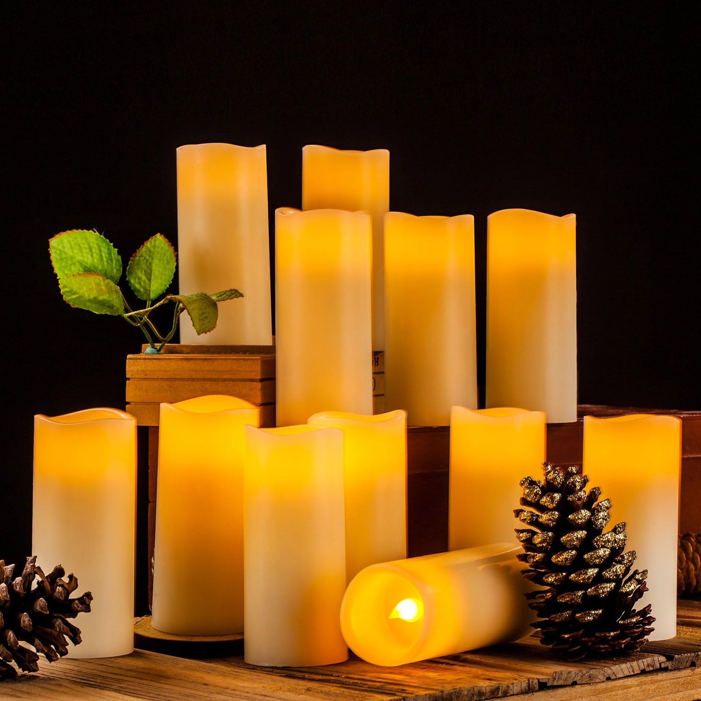 Enpornk Set of 24 Flameless Led Battery Opeated (D2.2'' x H4''5''6'') Waterproof Outdoor Indoor Candles with 10-Key Remotes and Cycling 24 Hours Timer