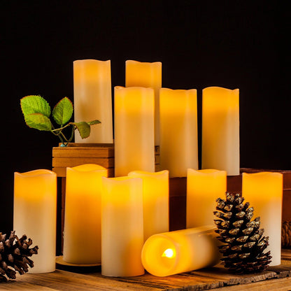 Enpornk Set of 24 Flameless Led Battery Opeated (D2.2'' x H4''5''6'') Waterproof Outdoor Indoor Candles with 10-Key Remotes and Cycling 24 Hours Timer