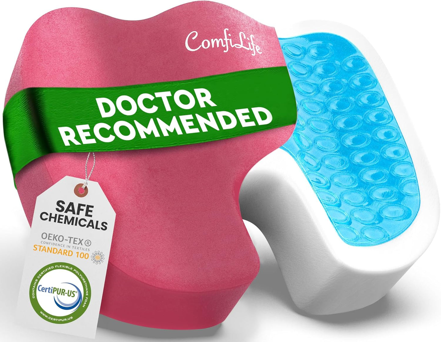 ComfiLife Premium Gel & Memory Foam Seat Cushion – Doctor Recommended Office Chair Cushion, Car Seat Cushion – Chair Cushions for Back & Sciatica Pain Relief – Seat Cushions for Office & Desk (Black)