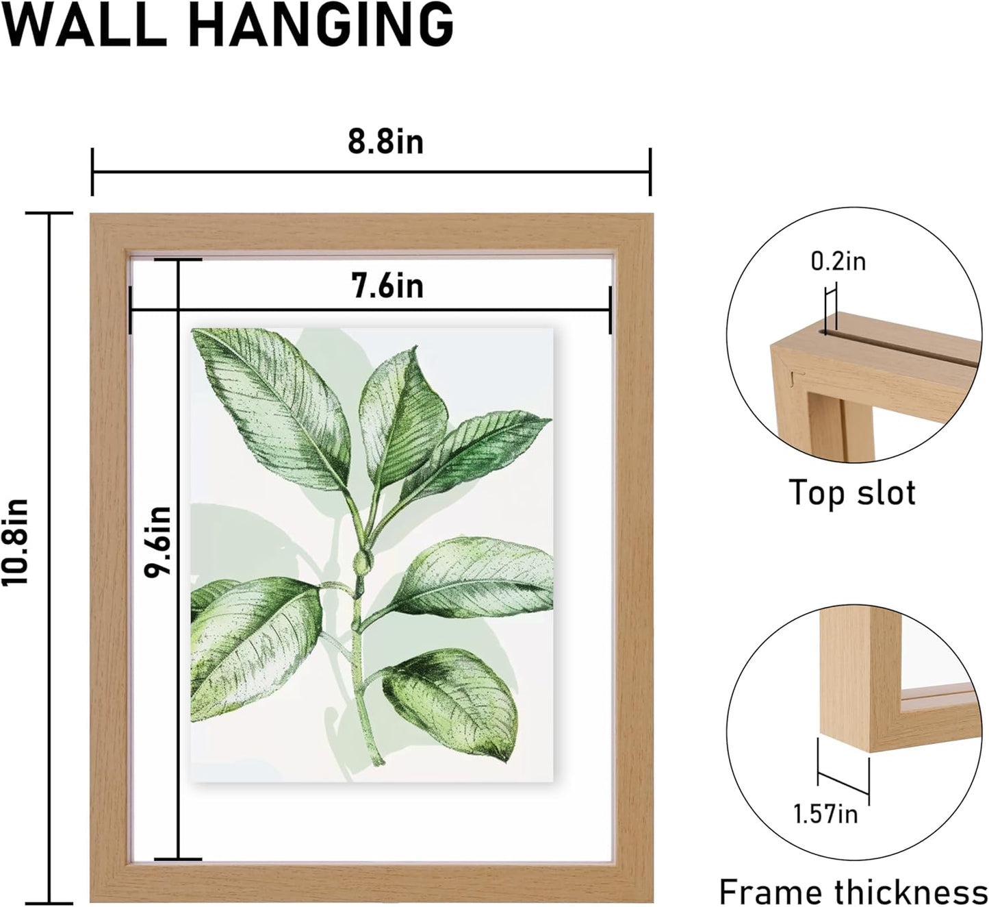 CORE ART 8x10 Floating Picture Frame,Double Plexglass Floating Frame for 5x7,4x6 Pictures,Wall or Tabletop Display,Black
