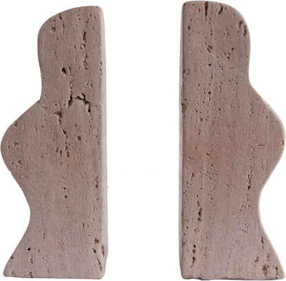 Creative Co-Op Decorative Travertine Wave Bookends, Natural, Set of 2