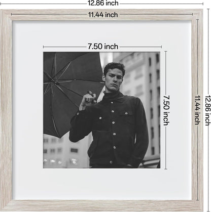 eletecpro 12x12 Picture Frames Set of 9 with Clear Acrylic Cover, Display 8x8 Photos with Mat or 12x12 Without, Classic and Sturdy Square Collage Gallery Wall Decor, Easy Wall Mount, Black