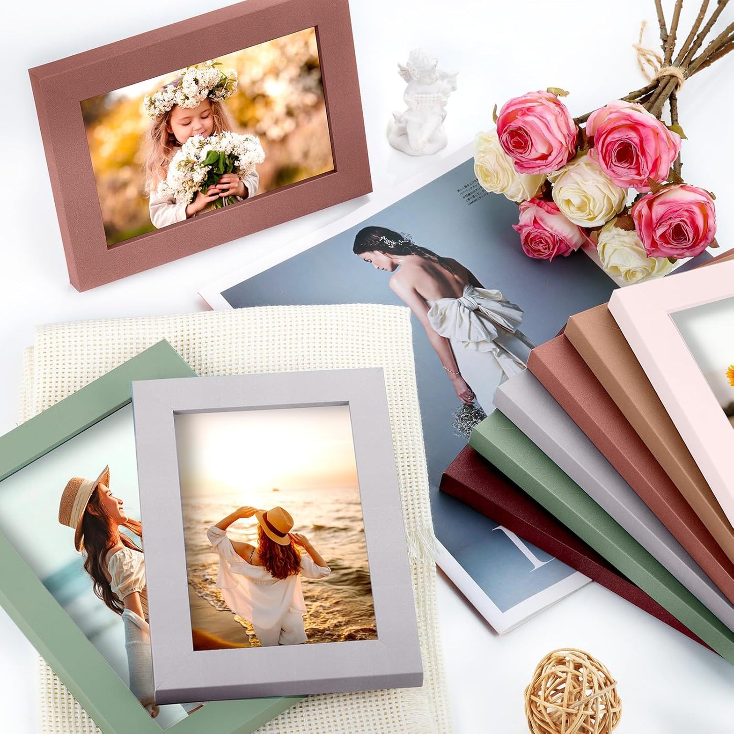 Funtopia Picture Frames, 10 Pack Picture Frames Collage Wall Decor, Gallery Wall Frame Set for Wall or Tabletop Display, Multi-size with 8x10, 5x7, 4x6 Family Photo Frames