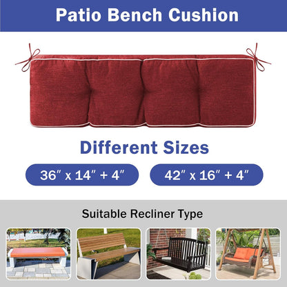 IPYNBAP Bench Cushion, 42 x 16 Inch Patio Furniture Cushions with Durable Ties, Soft Memory Foam Bench Cushions for Indoor/Outdoor Furniture with Non-Slip Bottom, Kitchen&Dining, Dark Grey