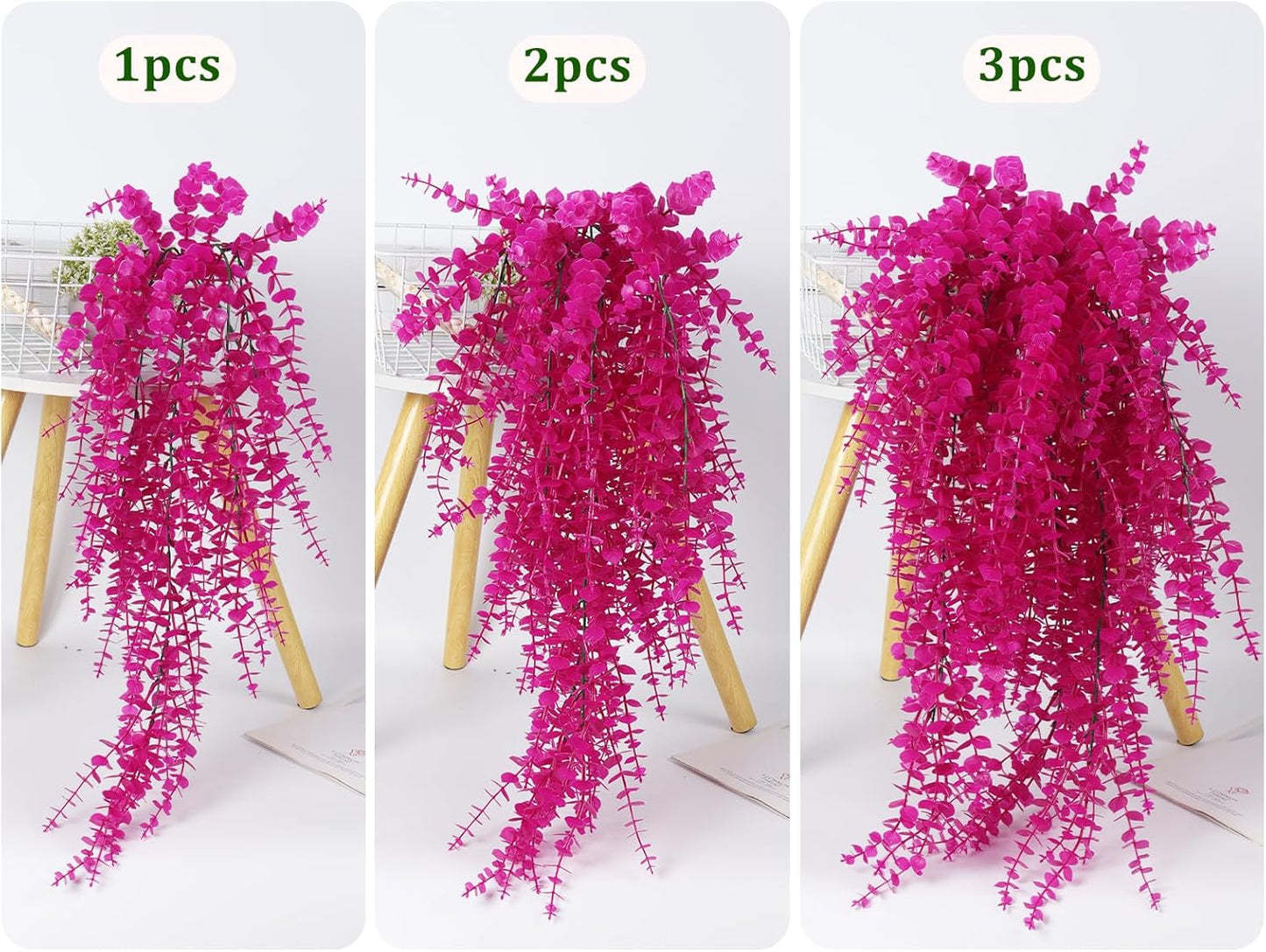RECUTMS Artificial Hanging Plants Fake Hanging Plant Faux Eucalyptus Leaf Greenery Vine Outdoor UV Resistant Plastic Plants Home Garden Wedding Party Indoor Outdoor Decorations(White)
