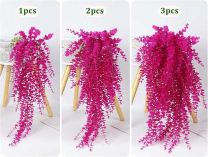 RECUTMS Artificial Hanging Plants Fake Hanging Plant Faux Eucalyptus Leaf Greenery Vine Outdoor UV Resistant Plastic Plants Home Garden Wedding Party Indoor Outdoor Decorations(White)