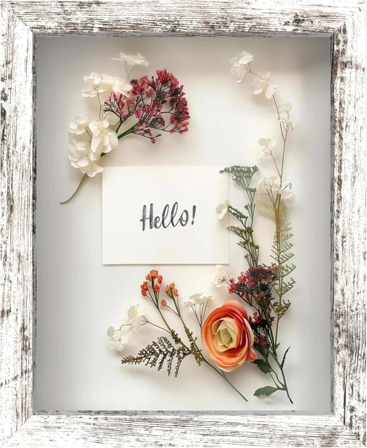 FrameWorks 11” x 14” Dark Oak Wooden Shadow Box Frame – Display Case with Soft Felt Back, Memory Box with Tempered Glass, Display Box with Elegant White Ball Push Pins, Wooden Flower Box