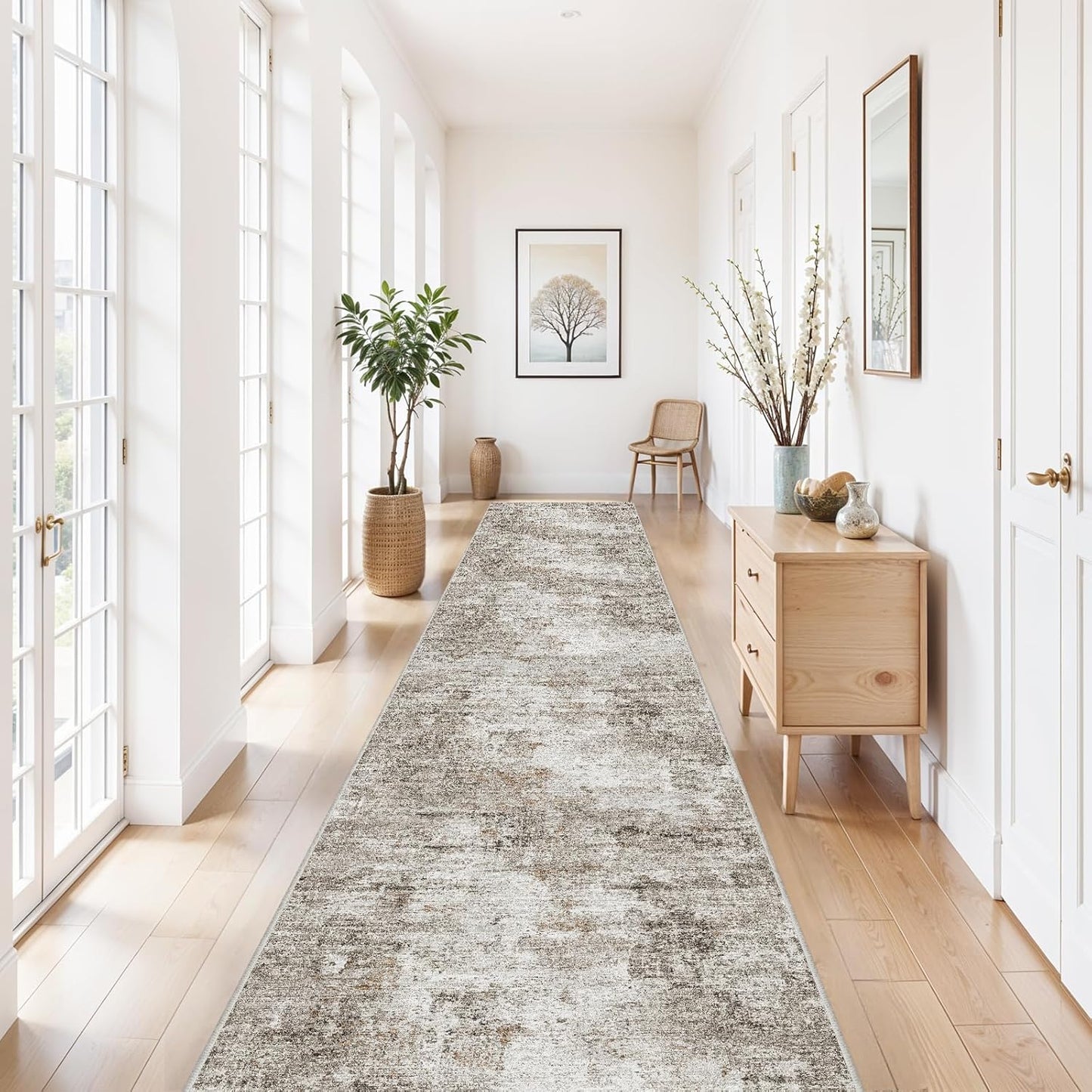 2x3 Washable Non-Slip Area Rug - Soft Low Pile Throw Rug for Kitchen Entryway Bedroom - Modern Indoor Door Mat with Rubber Backing (Beige Grey) - Colors B