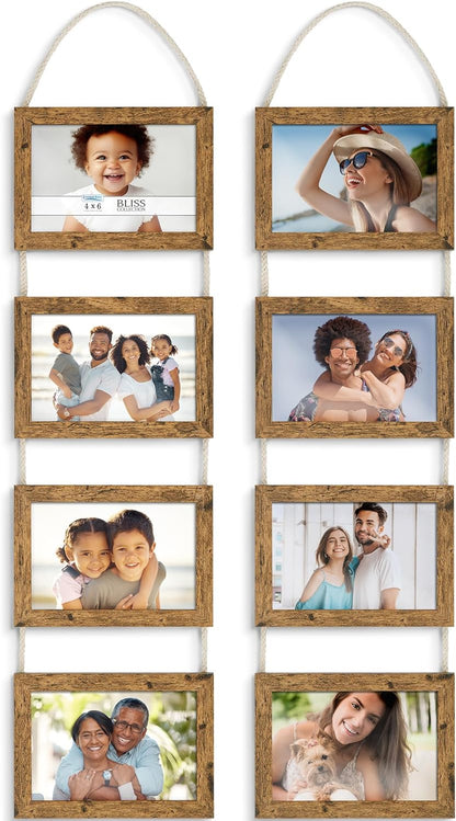 Icona Bay - 4x6 Wall Hanging Picture Frames Collage with 8 Openings - Distressed White, 2 Pack - Casual Style Engineered Wood Frames - Wall Mount Only - Bliss Collection